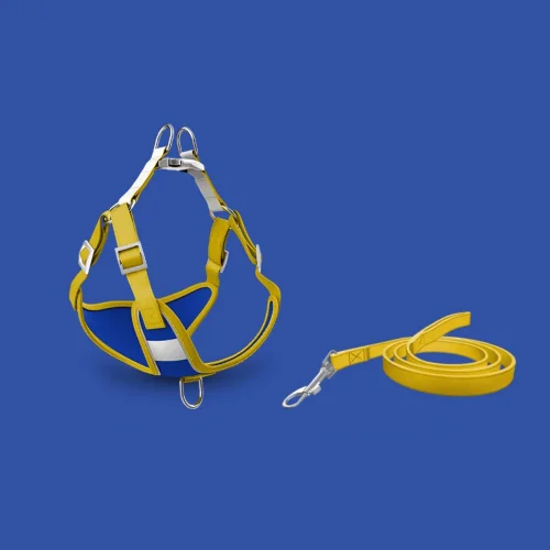 comfortable durable adjust suede vest harness dog yellow and blue color