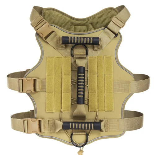 adjustable tactical large pet harness vest with three handles